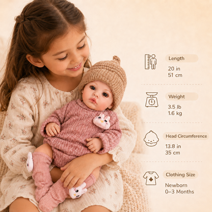 MiraBabe Rowan 20" Sleeping Reborn Baby Doll – Soft Vinyl & Cloth Body