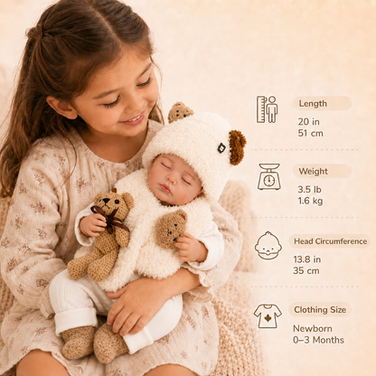 MiraBabe Quinn 20" Sleeping Reborn Baby Doll – Soft Vinyl & Cloth Body