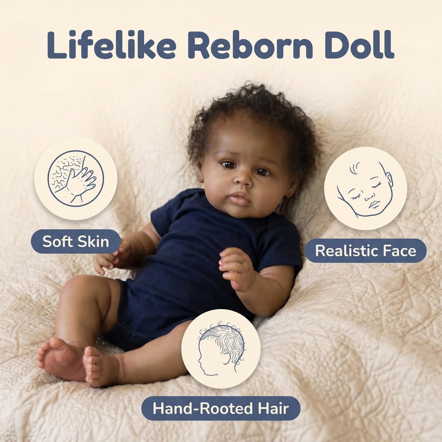 MiraBabe Nia 20" Reborn Baby Doll – Soft Vinyl & Cloth Body
