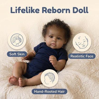 MiraBabe Nia 20" Reborn Baby Doll – Soft Vinyl & Cloth Body